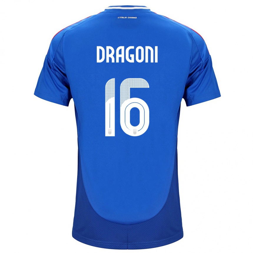 Men Football Italy Giulia Dragoni #16 Blue Home Jersey 24-26 T-Shirt Canada