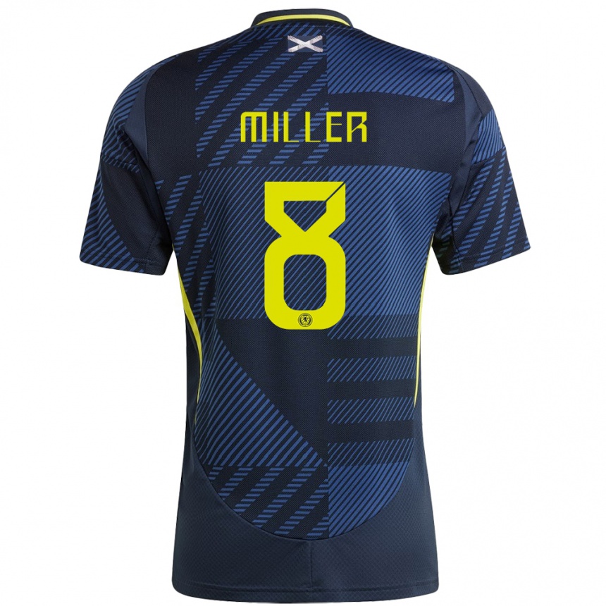 Men Football Scotland Lennon Miller #8 Dark Blue Home Jersey 24-26 T-Shirt Canada