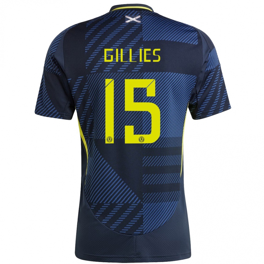 Men Football Scotland Matthew Gillies #15 Dark Blue Home Jersey 24-26 T-Shirt Canada