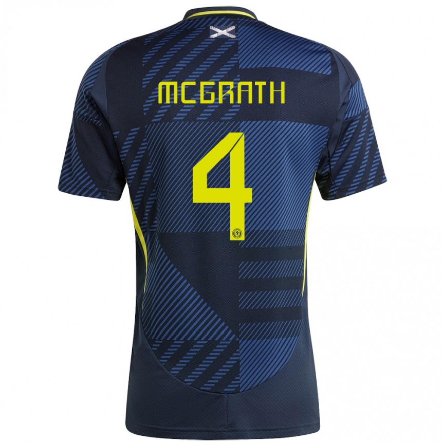 Men Football Scotland Joseph Mcgrath #4 Dark Blue Home Jersey 24-26 T-Shirt Canada