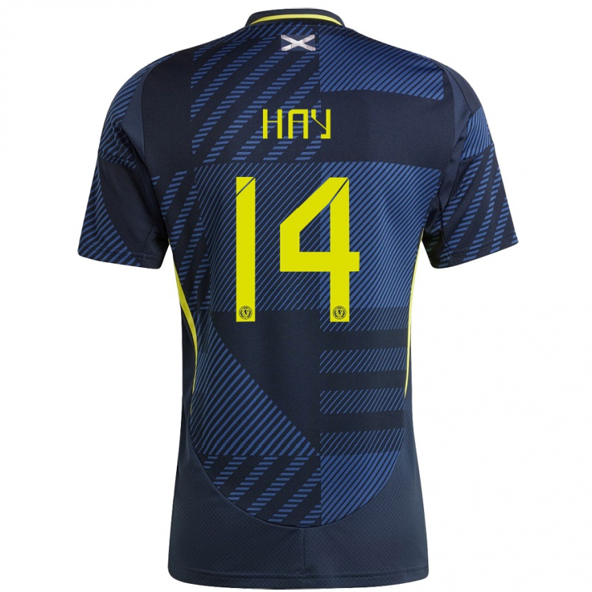 Men Football Scotland Brogan Hay #14 Dark Blue Home Jersey 24-26 T-Shirt Canada