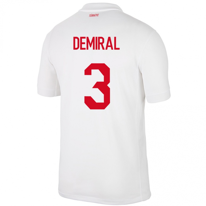 Men Football Turkey Merih Demiral #3 White Home Jersey 24-26 T-Shirt Canada