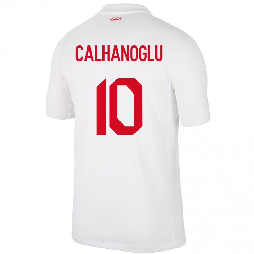 Men Football Turkey Hakan Çalhanoğlu #10 White Home Jersey 24-26 T-Shirt Canada