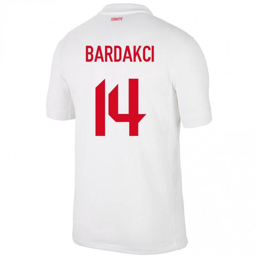 Men Football Turkey Abdülkerim Bardakcı #14 White Home Jersey 24-26 T-Shirt Canada