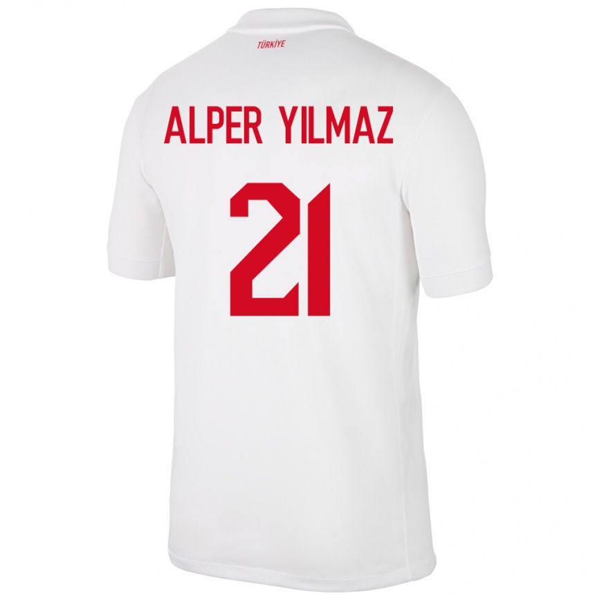 Men Football Turkey Barış Alper Yılmaz #21 White Home Jersey 24-26 T-Shirt Canada