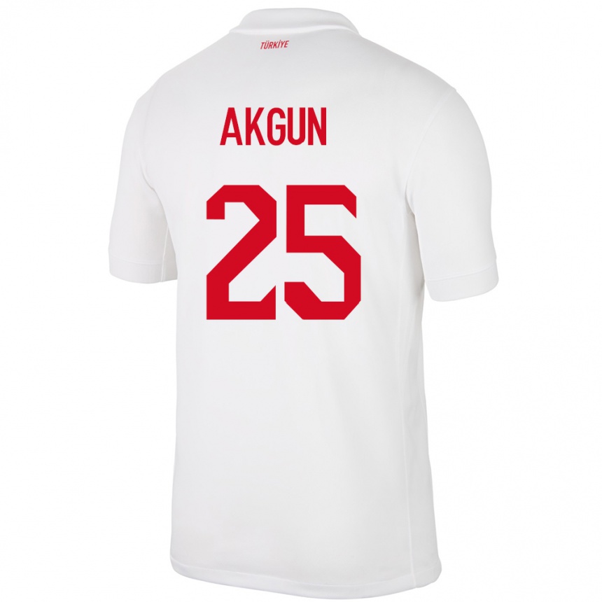 Men Football Turkey Yunus Akgün #25 White Home Jersey 24-26 T-Shirt Canada