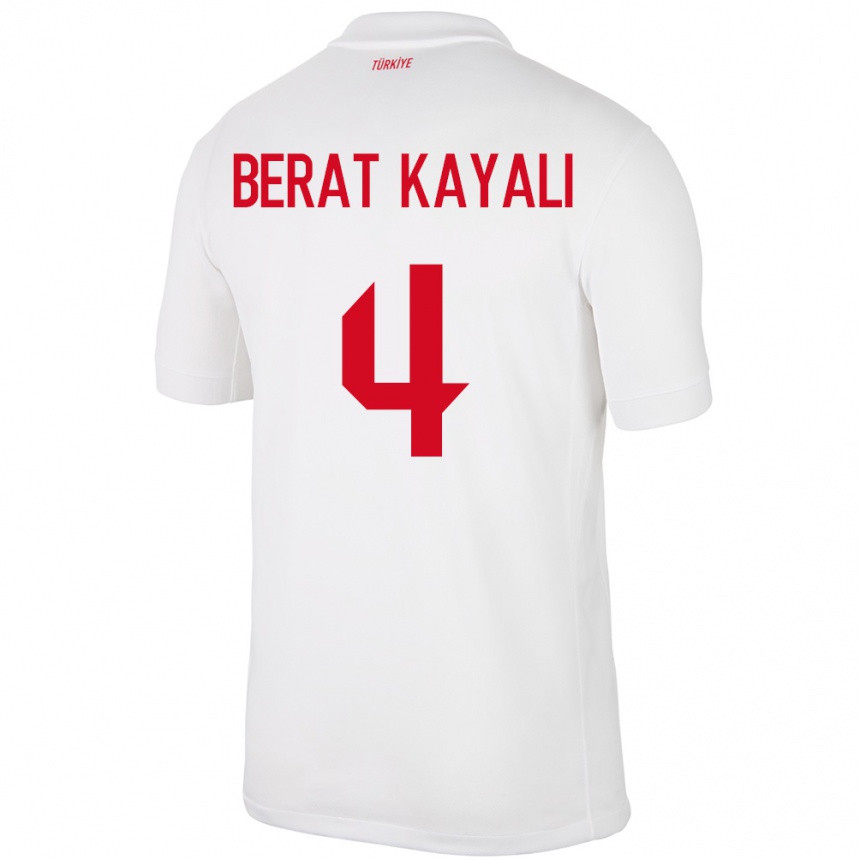 Men Football Turkey Hasan Berat Kayalı #4 White Home Jersey 24-26 T-Shirt Canada