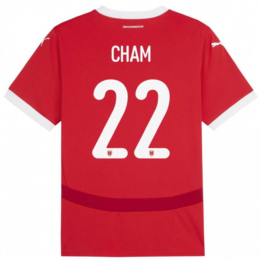 Men Football Austria Muhammed Cham #22 Red Home Jersey 24-26 T-Shirt Canada