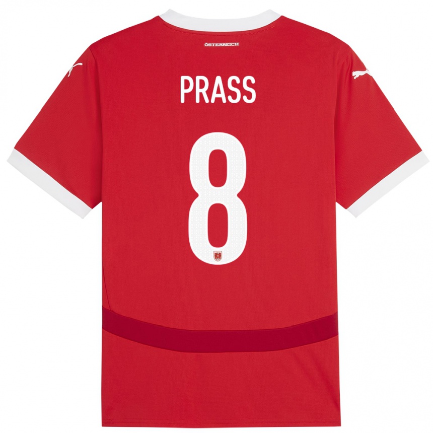 Men Football Austria Alexander Prass #8 Red Home Jersey 24-26 T-Shirt Canada