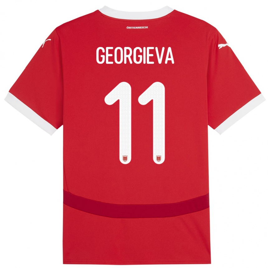 Men Football Austria Marina Georgieva #11 Red Home Jersey 24-26 T-Shirt Canada