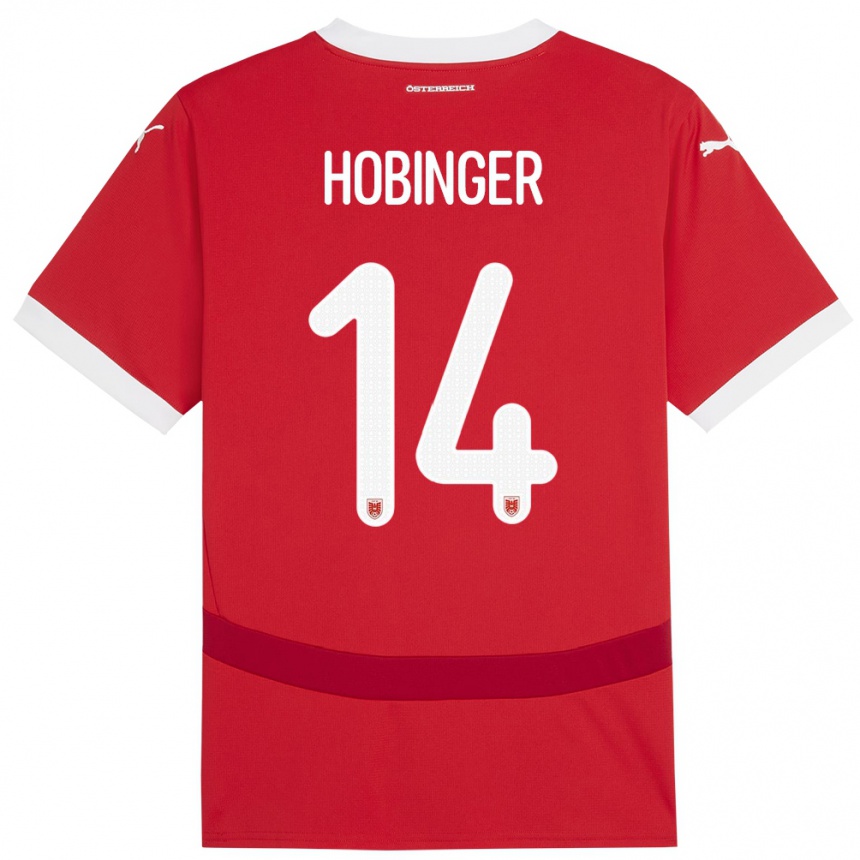 Men Football Austria Marie Höbinger #14 Red Home Jersey 24-26 T-Shirt Canada