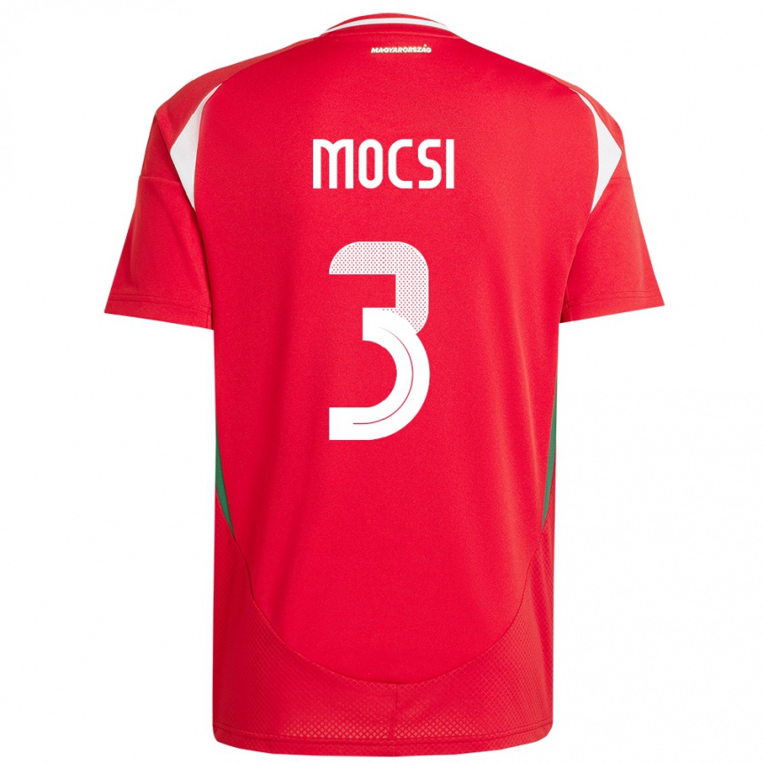 Men Football Hungary Attila Mocsi #3 Red Home Jersey 24-26 T-Shirt Canada