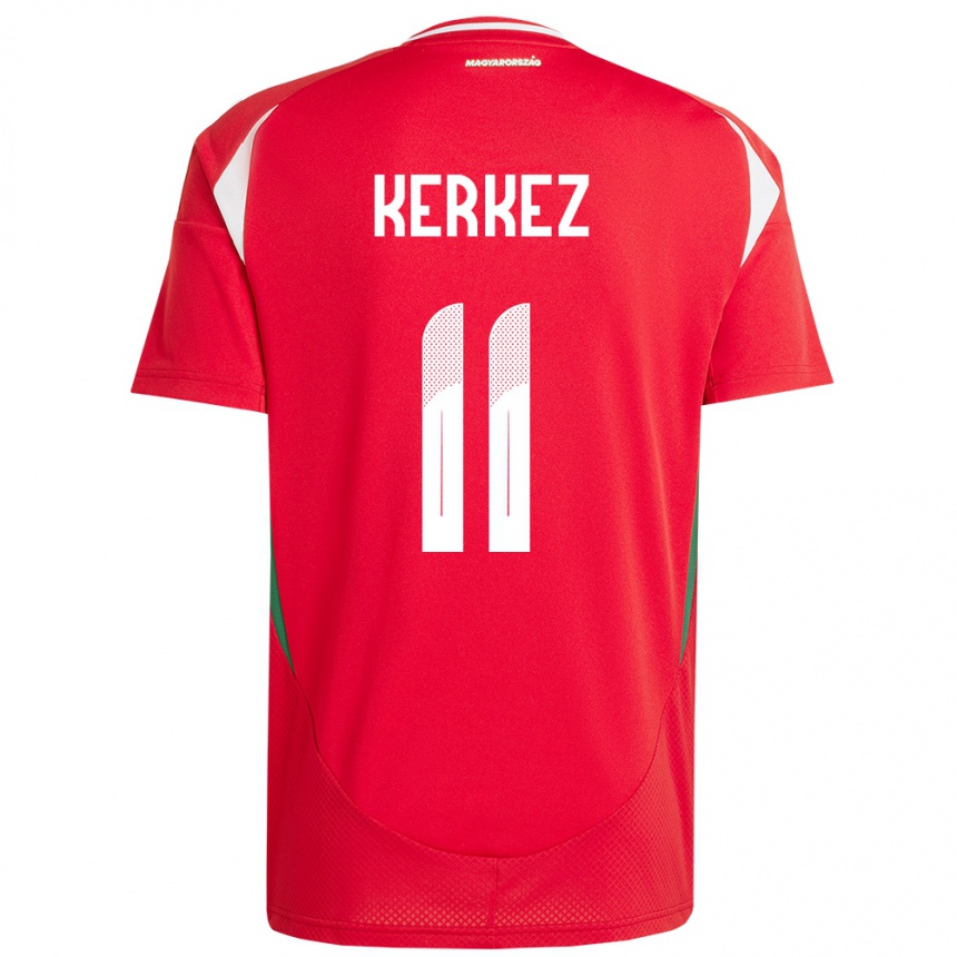 Men Football Hungary Milos Kerkez #11 Red Home Jersey 24-26 T-Shirt Canada