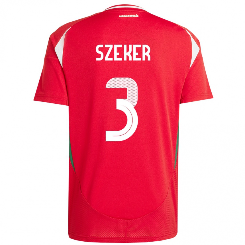 Men Football Hungary Botond Szekér #3 Red Home Jersey 24-26 T-Shirt Canada