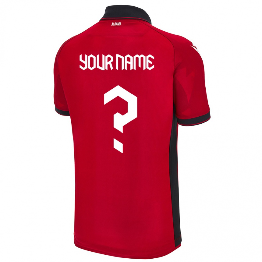 Men Football Albania Your Name #0 Red Home Jersey 24-26 T-Shirt Canada