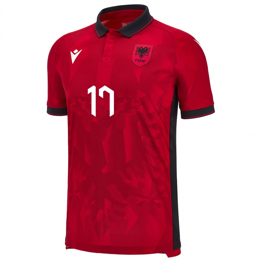 Men Football Albania Elion Jashari #17 Red Home Jersey 24-26 T-Shirt Canada