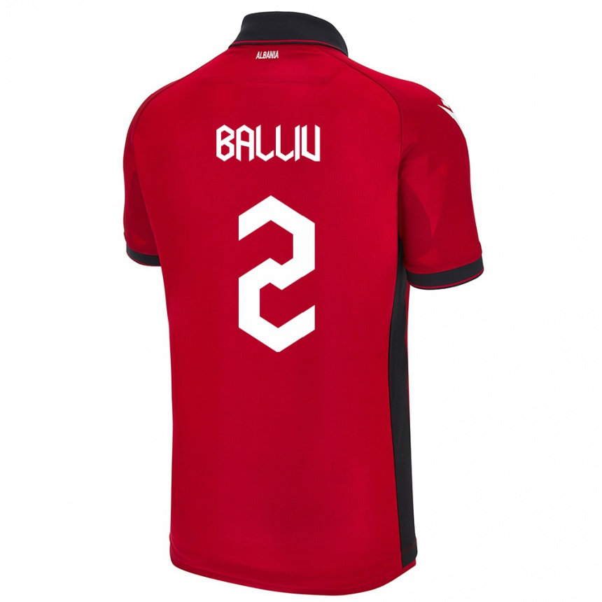 Men Football Albania Iván Balliu #2 Red Home Jersey 24-26 T-Shirt Canada