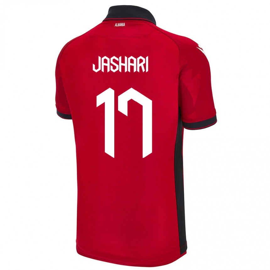 Men Football Albania Elion Jashari #17 Red Home Jersey 24-26 T-Shirt Canada