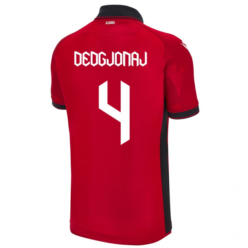 Men Football Albania Leonora Dedgjonaj #4 Red Home Jersey 24-26 T-Shirt Canada