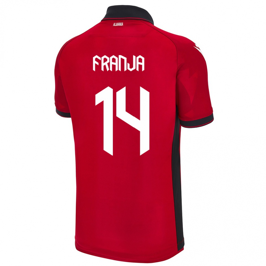 Men Football Albania Ezmiralda Franja #14 Red Home Jersey 24-26 T-Shirt Canada