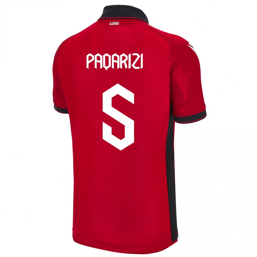 Men Football Albania Vesa Paqarizi #5 Red Home Jersey 24-26 T-Shirt Canada