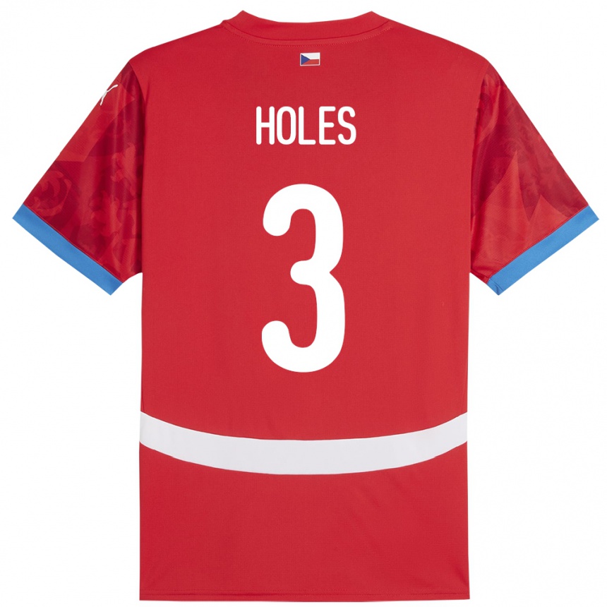 Men Football Czech Republic Tomas Holes #3 Red Home Jersey 24-26 T-Shirt Canada