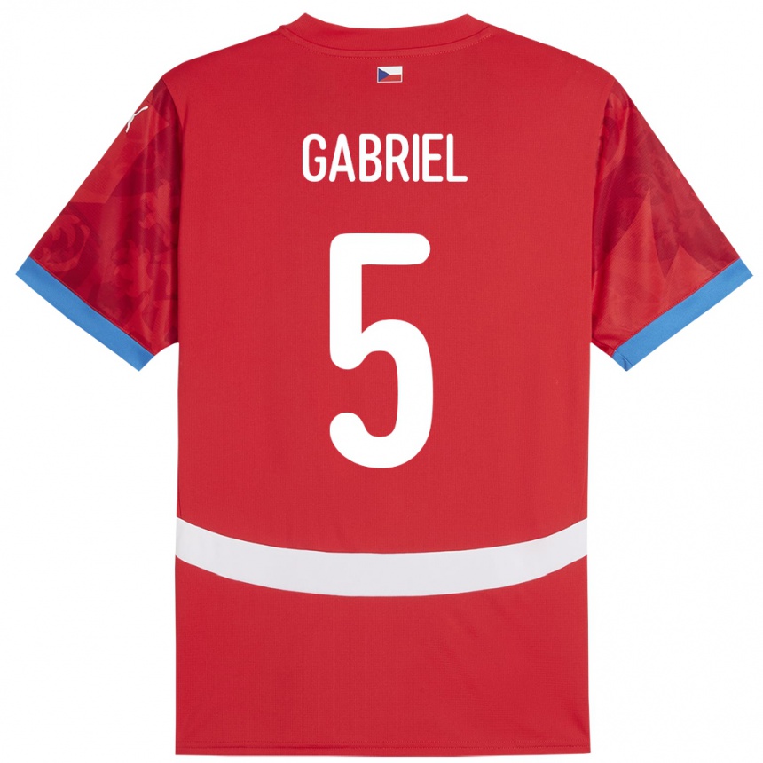 Men Football Czech Republic Adam Gabriel #5 Red Home Jersey 24-26 T-Shirt Canada