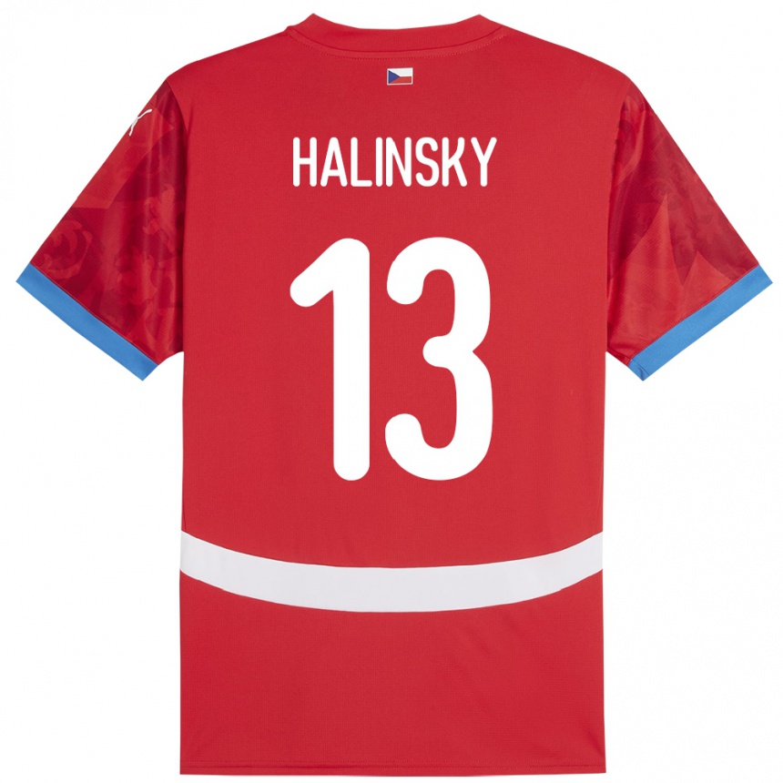 Men Football Czech Republic Denis Halinsky #13 Red Home Jersey 24-26 T-Shirt Canada