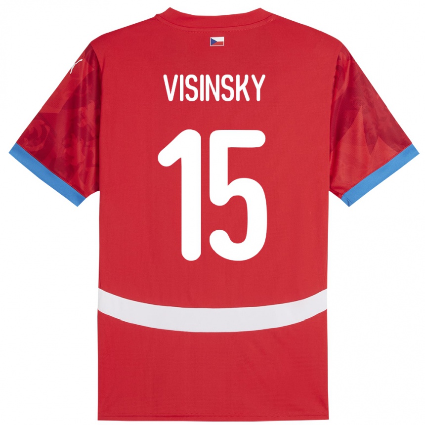 Men Football Czech Republic Denis Visinsky #15 Red Home Jersey 24-26 T-Shirt Canada