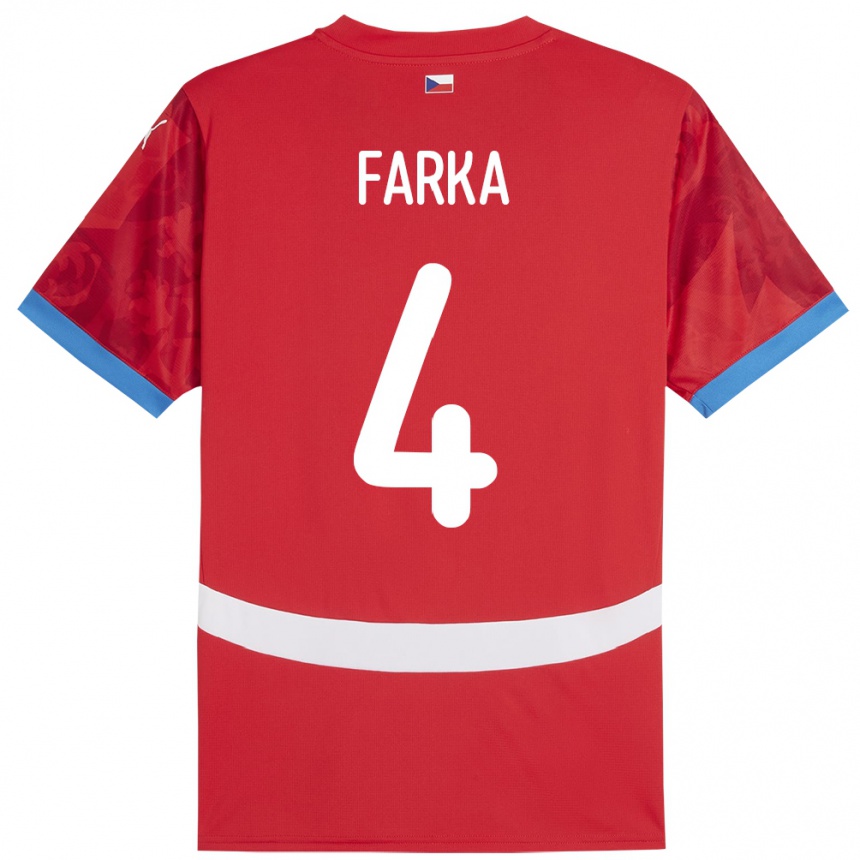 Men Football Czech Republic Dominik Farka #4 Red Home Jersey 24-26 T-Shirt Canada