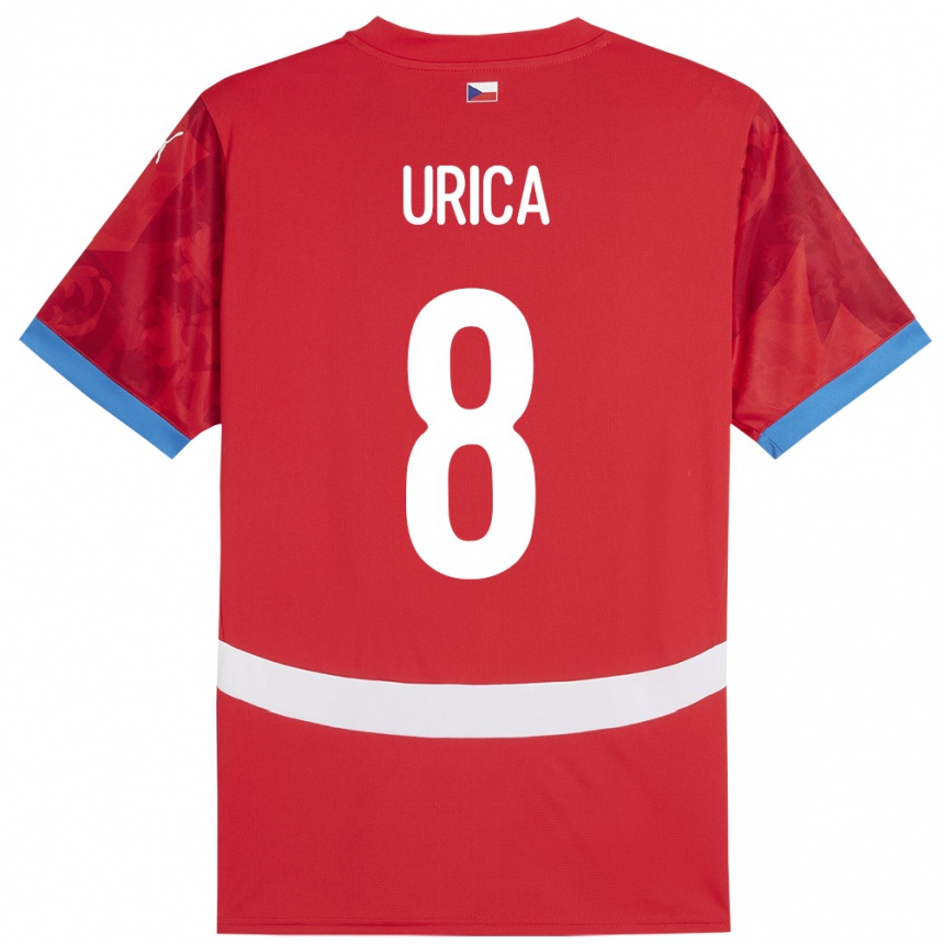 Men Football Czech Republic Adam Urica #8 Red Home Jersey 24-26 T-Shirt Canada