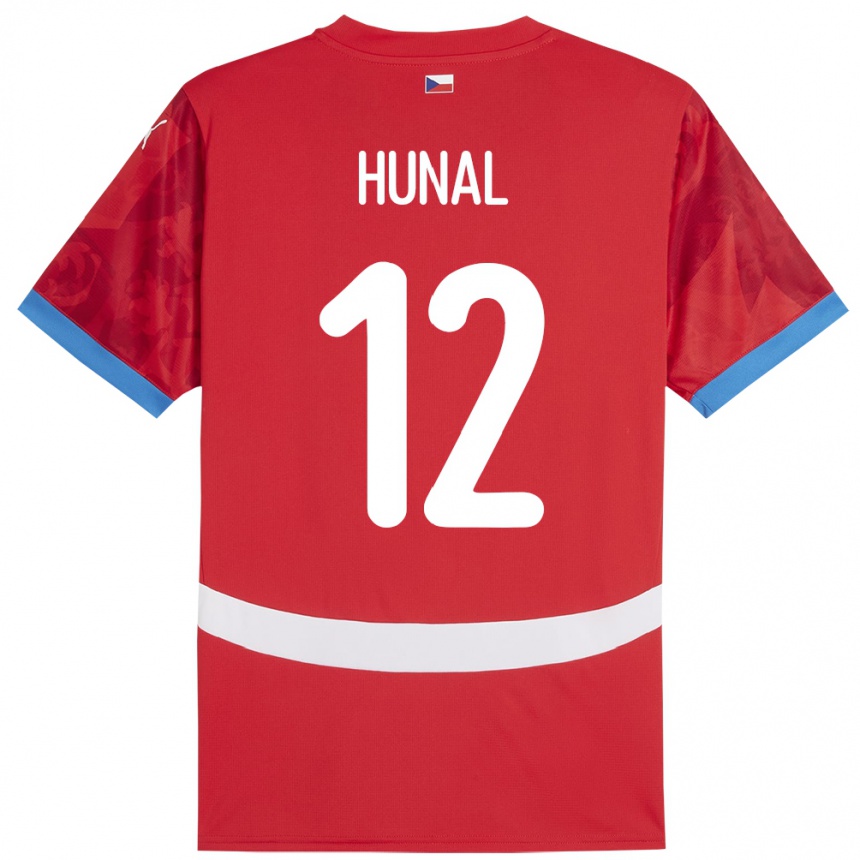 Men Football Czech Republic Eric Hunal #12 Red Home Jersey 24-26 T-Shirt Canada