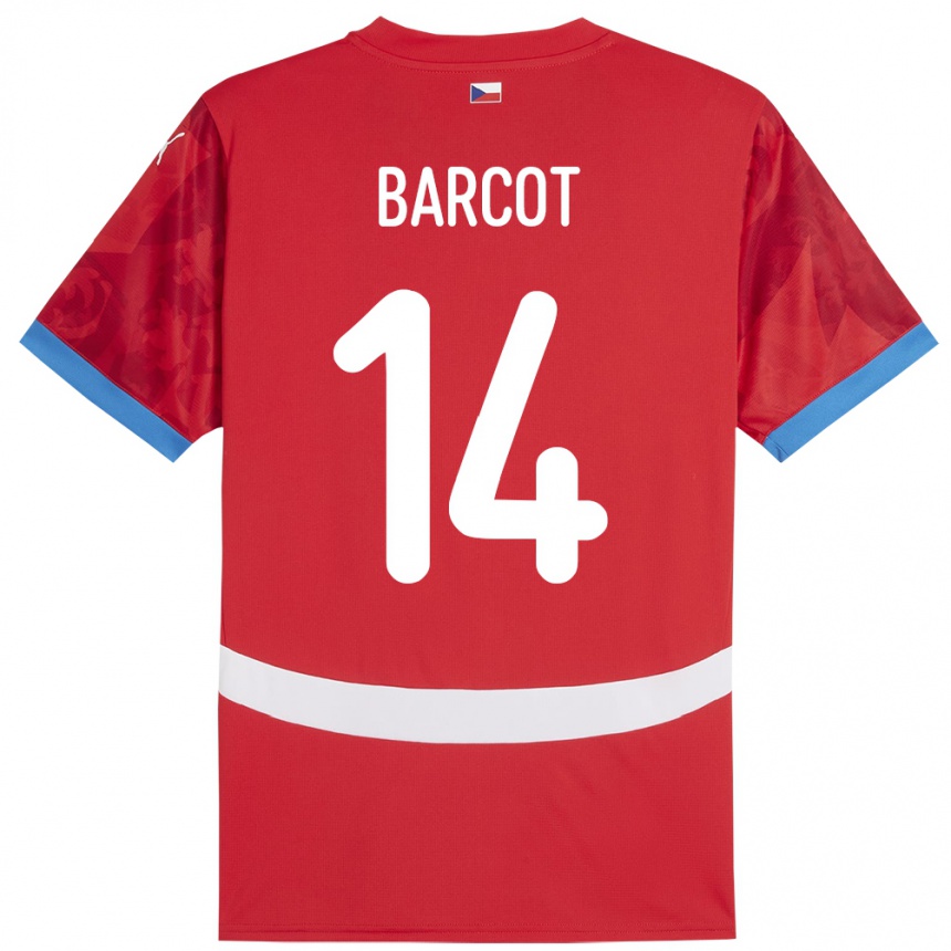 Men Football Czech Republic David Barcot #14 Red Home Jersey 24-26 T-Shirt Canada