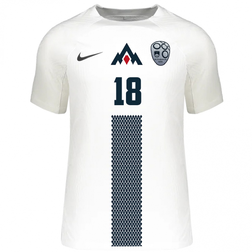 Men Football Slovenia Zan Vipotnik #18 White Home Jersey 24-26 T-Shirt Canada