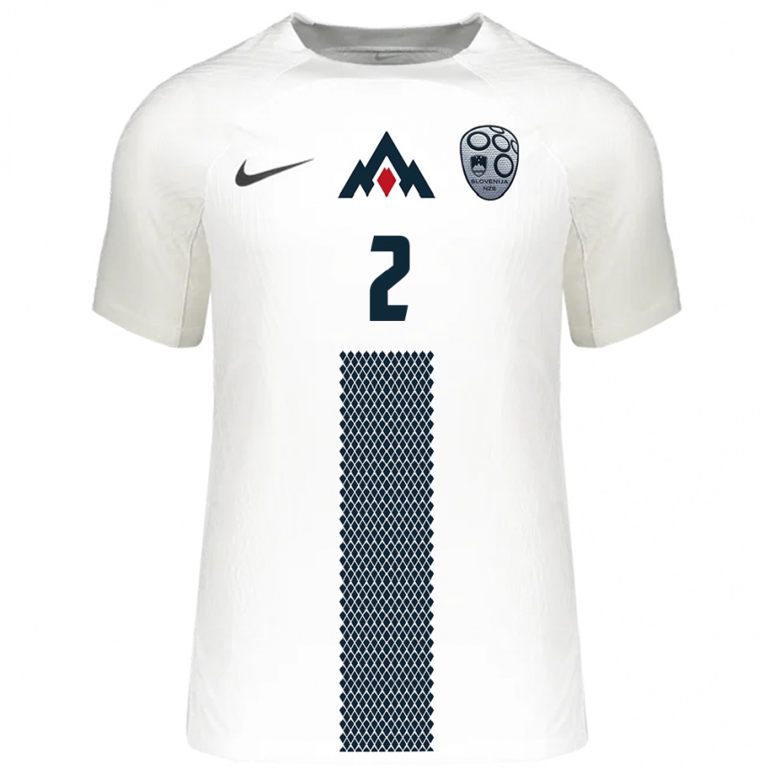 Men Football Slovenia Zan Mesko #2 White Home Jersey 24-26 T-Shirt Canada