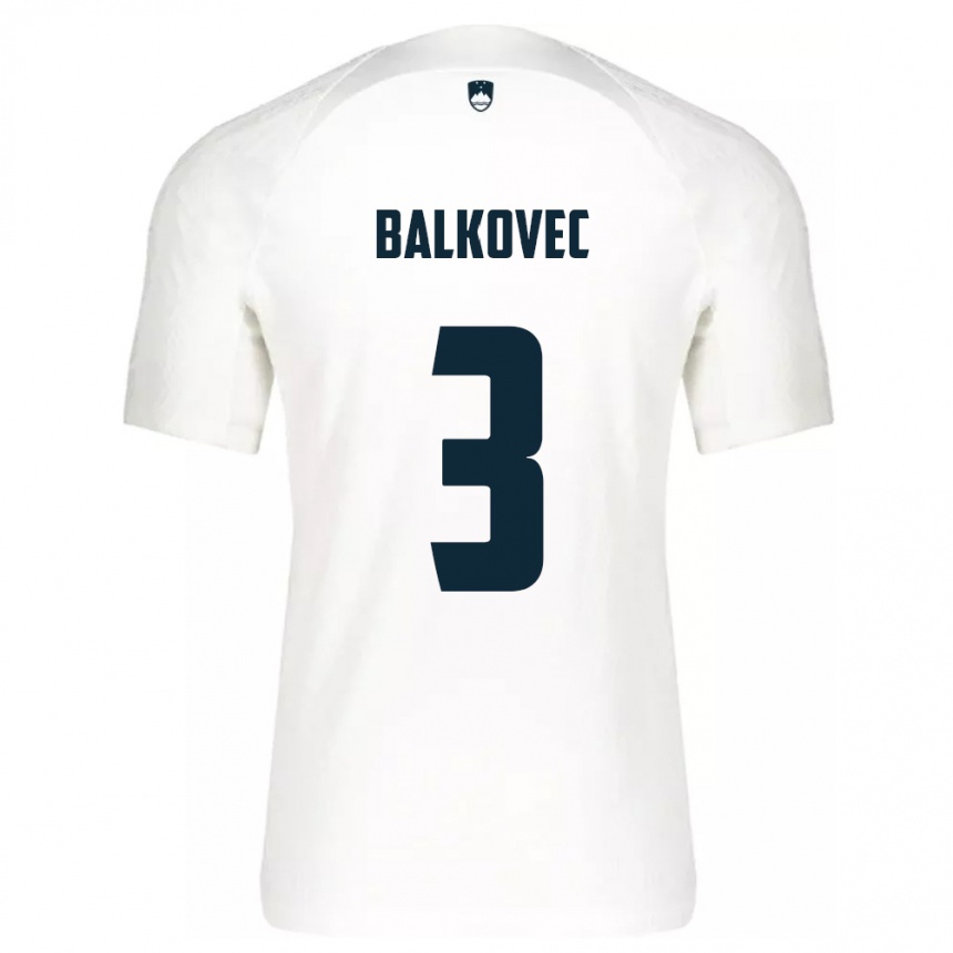 Men Football Slovenia Jure Balkovec #3 White Home Jersey 24-26 T-Shirt Canada