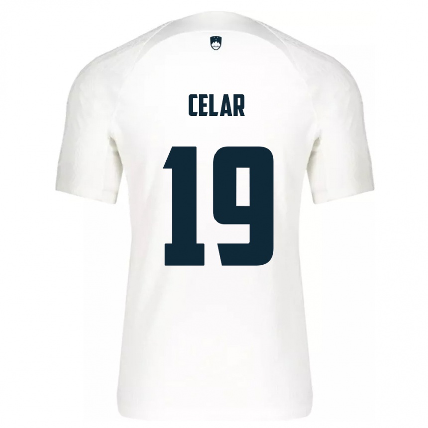 Men Football Slovenia Zan Celar #19 White Home Jersey 24-26 T-Shirt Canada