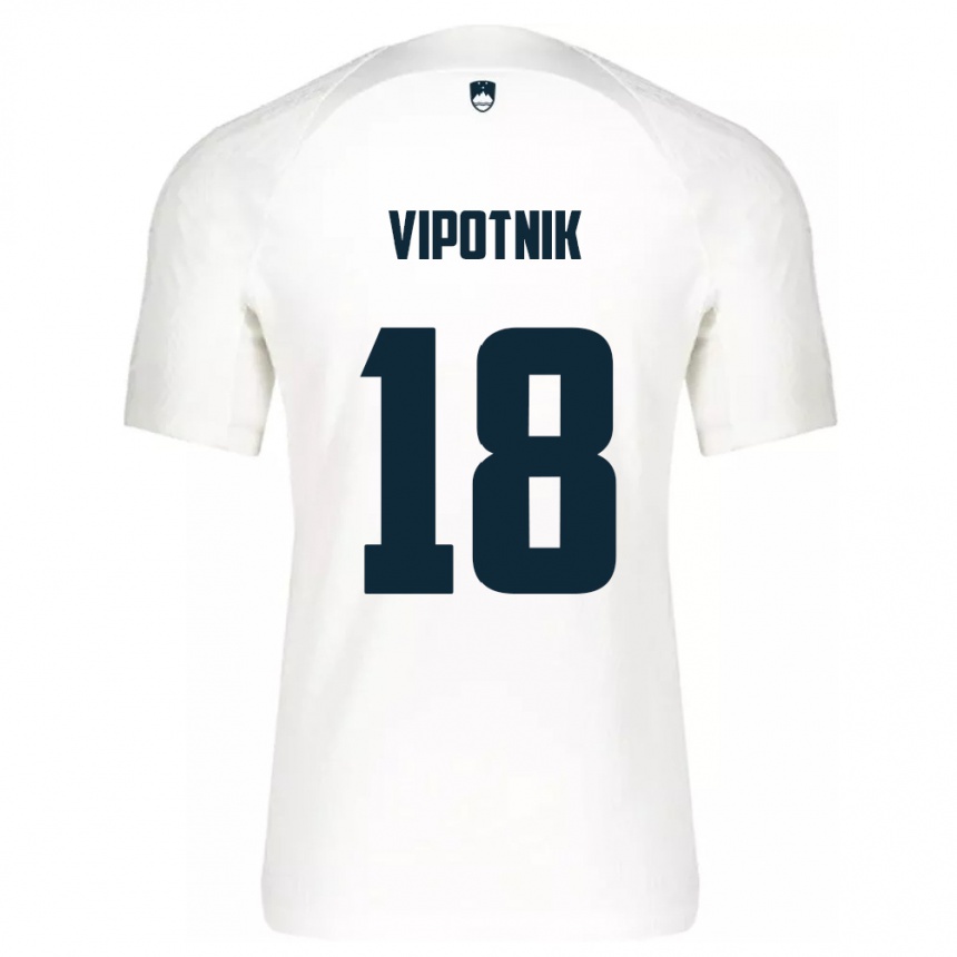 Men Football Slovenia Zan Vipotnik #18 White Home Jersey 24-26 T-Shirt Canada