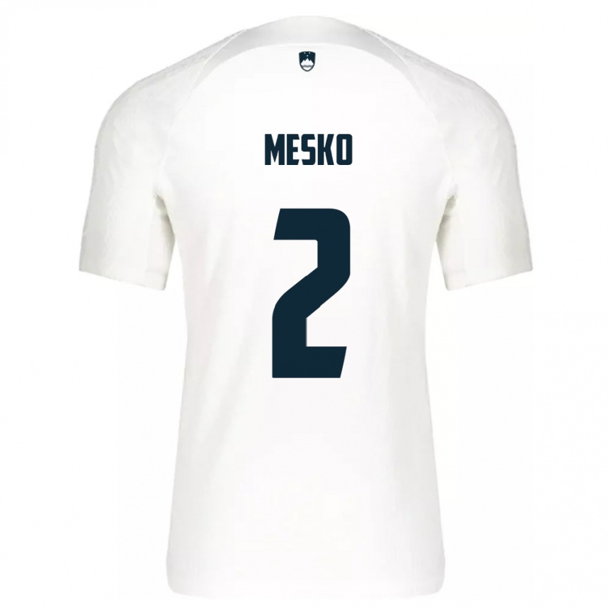 Men Football Slovenia Zan Mesko #2 White Home Jersey 24-26 T-Shirt Canada