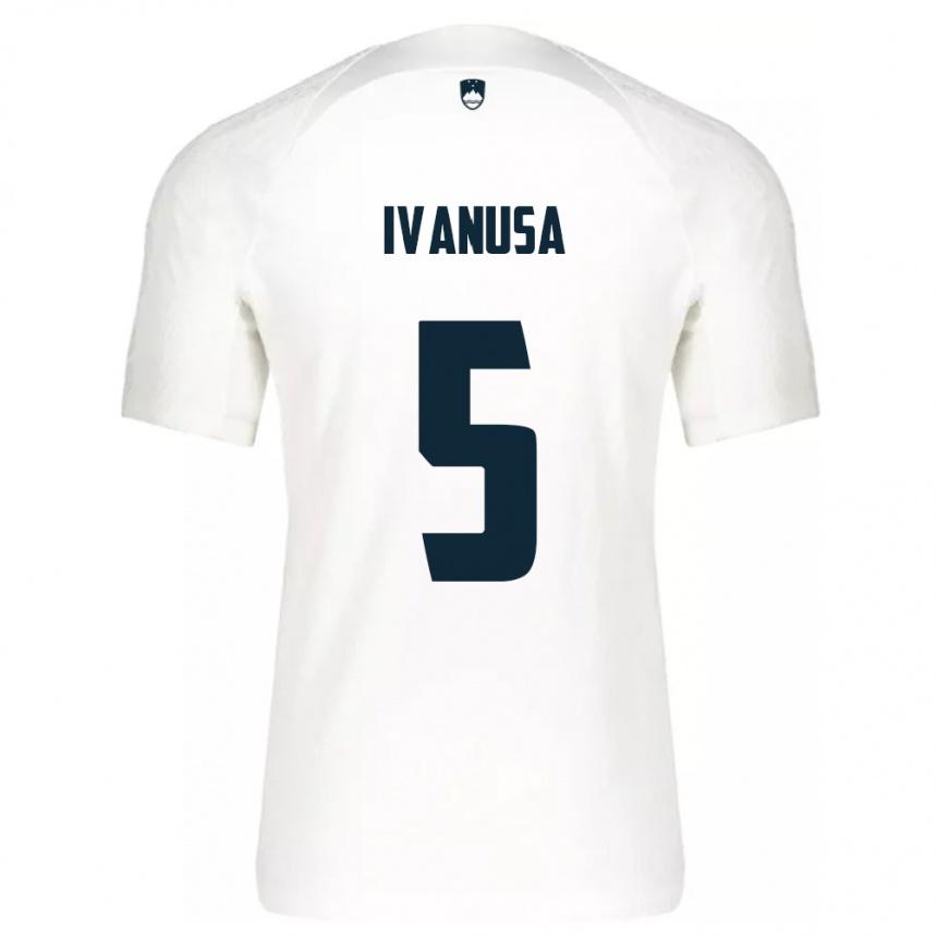 Men Football Slovenia Lara Ivanuša #5 White Home Jersey 24-26 T-Shirt Canada