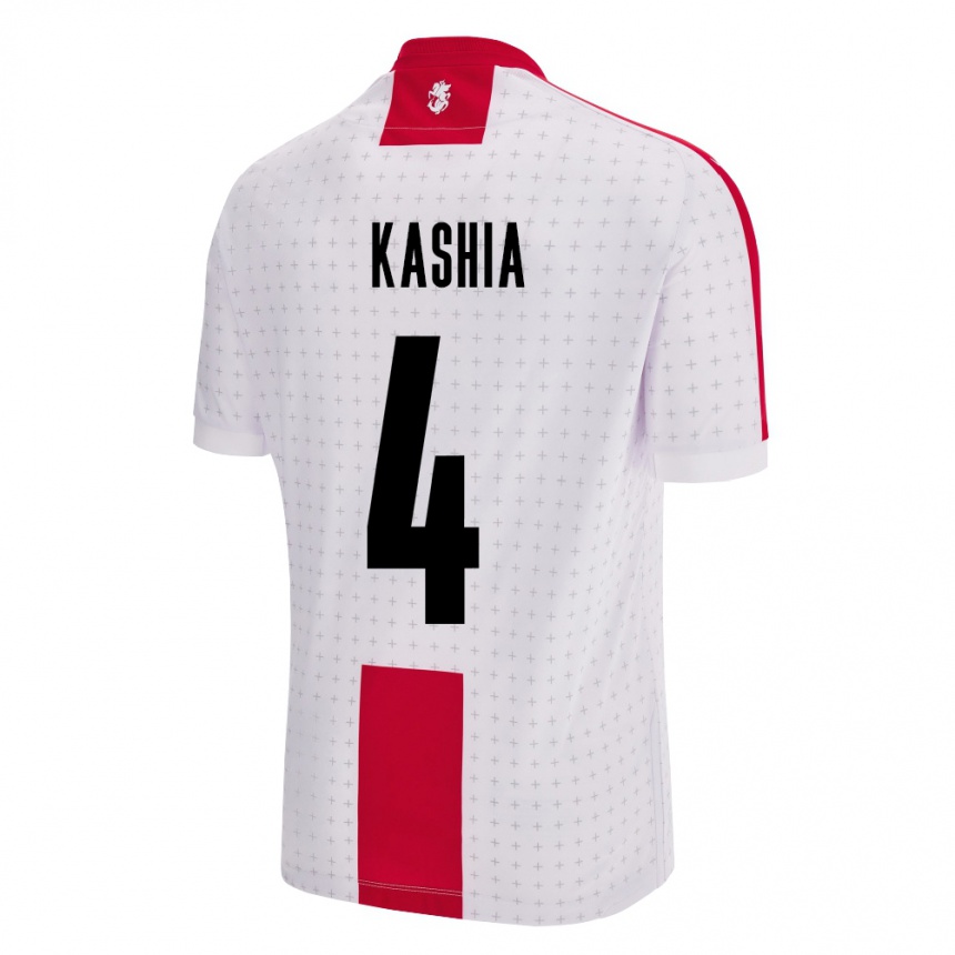 Men Football Georgia Guram Kashia #4 White Home Jersey 24-26 T-Shirt Canada