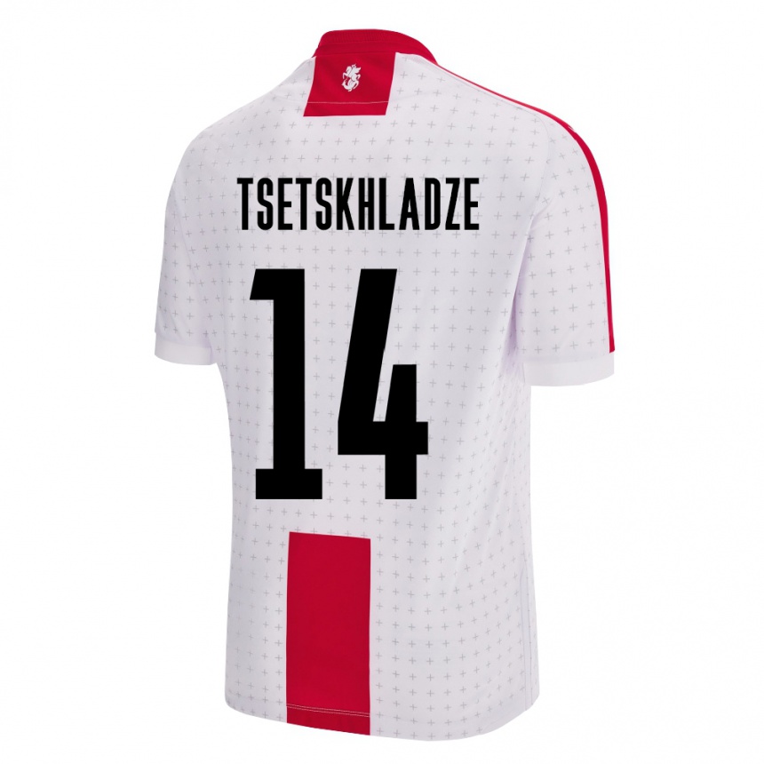 Men Football Georgia Nikoloz Tsetskhladze #14 White Home Jersey 24-26 T-Shirt Canada