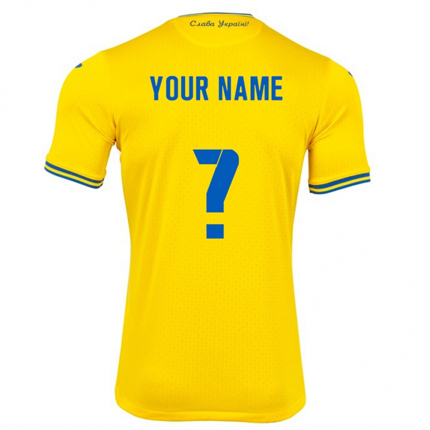 Men Football Ukraine Your Name #0 Yellow Home Jersey 24-26 T-Shirt Canada