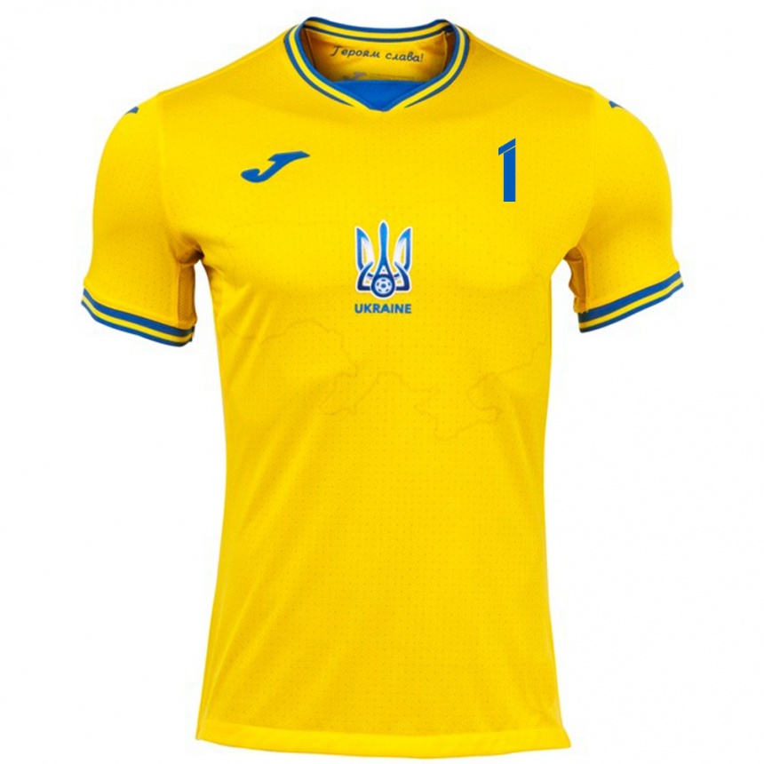 Men Football Ukraine Georgiy Bushchan #1 Yellow Home Jersey 24-26 T-Shirt Canada