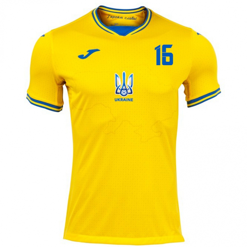 Men Football Ukraine Oleksandr Martynyuk #16 Yellow Home Jersey 24-26 T-Shirt Canada