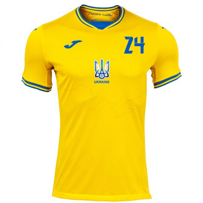 Men Football Ukraine Oleksandr Tymchyk #24 Yellow Home Jersey 24-26 T-Shirt Canada