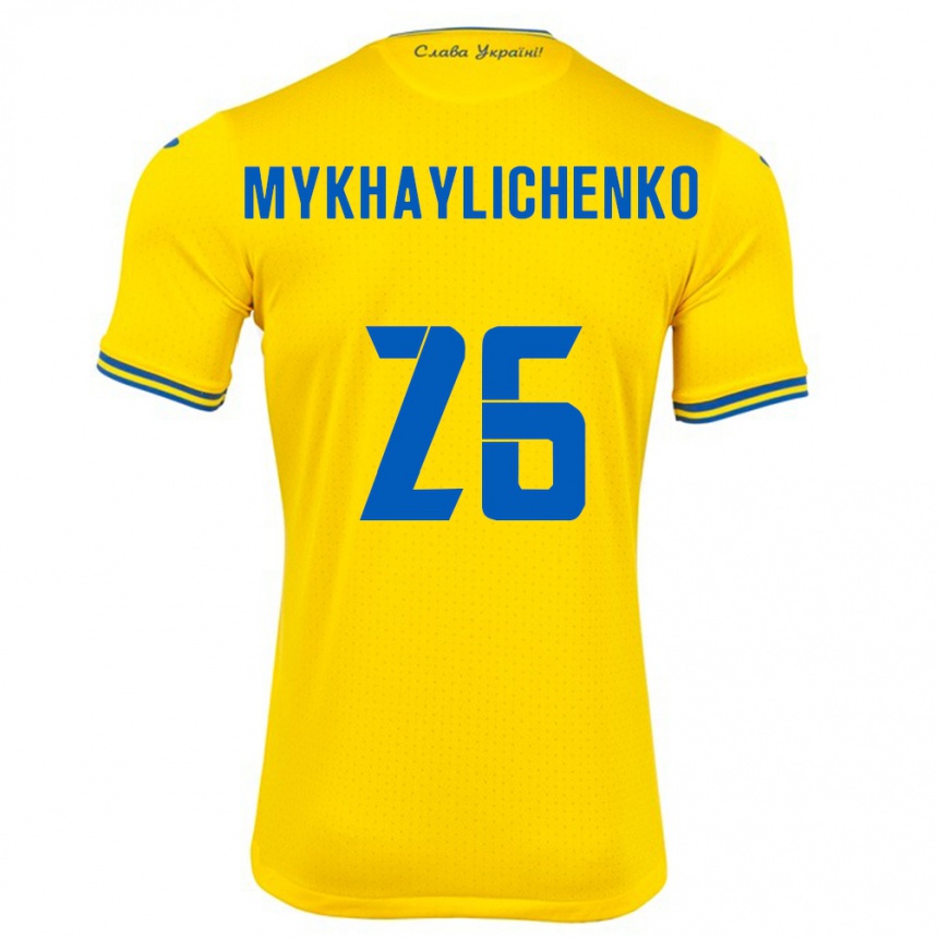 Men Football Ukraine Bogdan Mykhaylichenko #26 Yellow Home Jersey 24-26 T-Shirt Canada