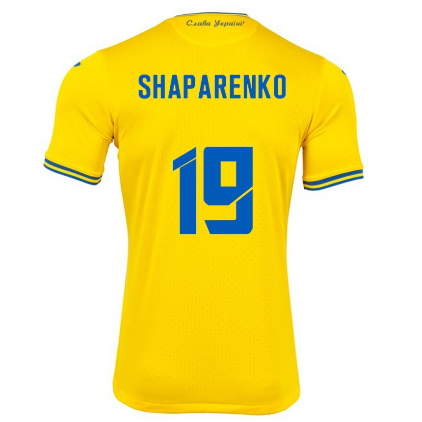 Men Football Ukraine Mykola Shaparenko #19 Yellow Home Jersey 24-26 T-Shirt Canada