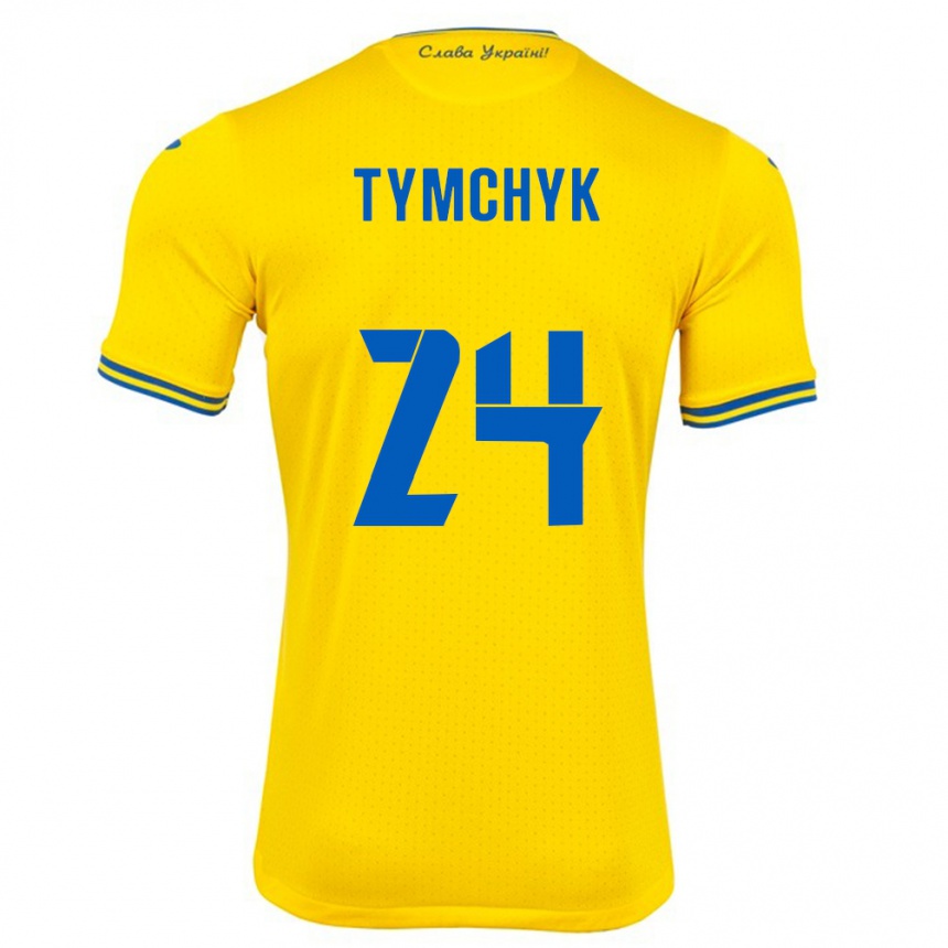 Men Football Ukraine Oleksandr Tymchyk #24 Yellow Home Jersey 24-26 T-Shirt Canada