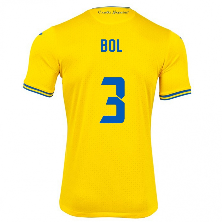 Men Football Ukraine Anton Bol #3 Yellow Home Jersey 24-26 T-Shirt Canada